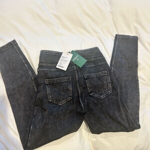 2 HALARA Flex high waisted pocket casual leggings, blk & bleached blue denim, xs